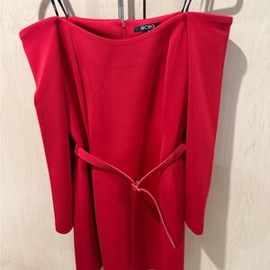 BCBG Vibrant Red Off-Shoulder Dress